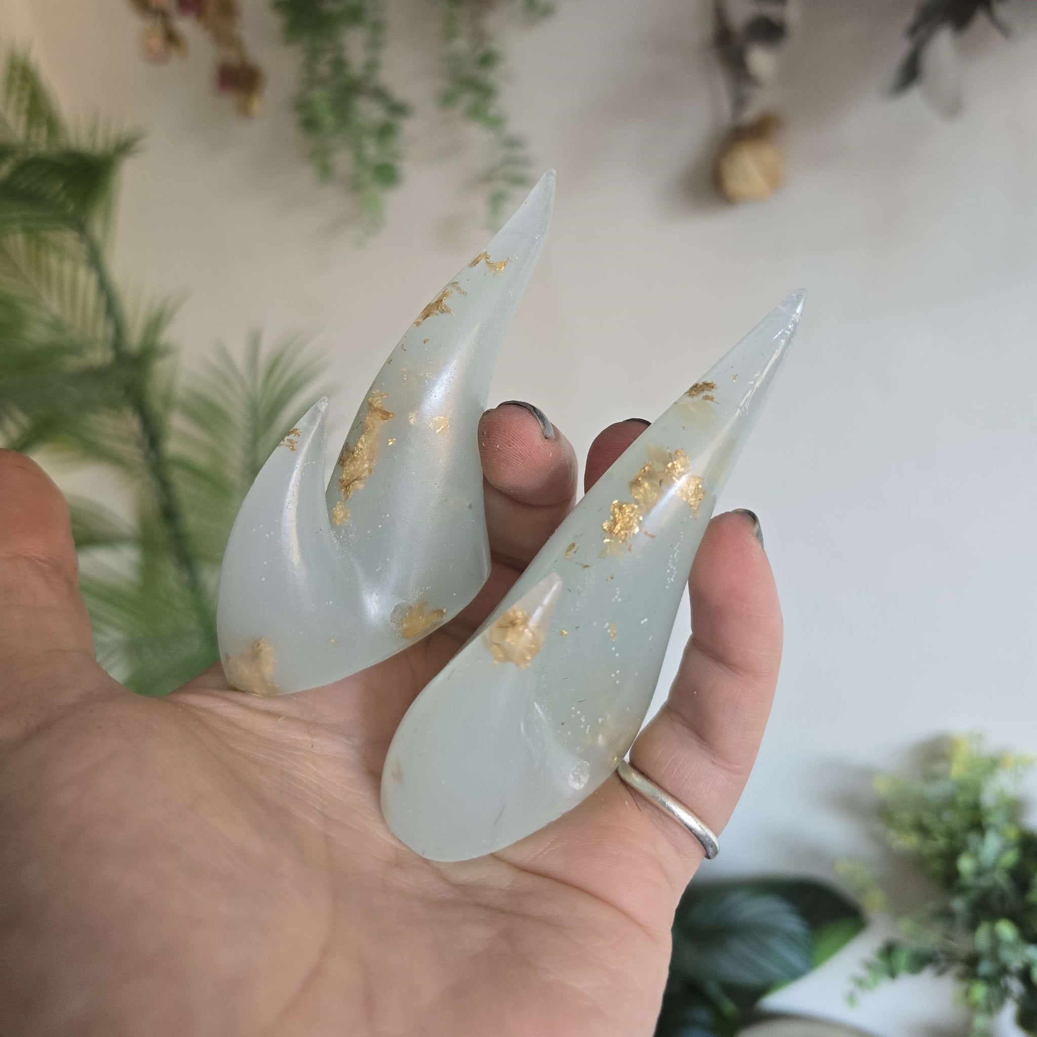 Opal Gold Leaf Double Dragon Horns